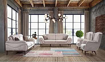 Açelya Nubuk Krem Koltuk Takımı 3+3+1 